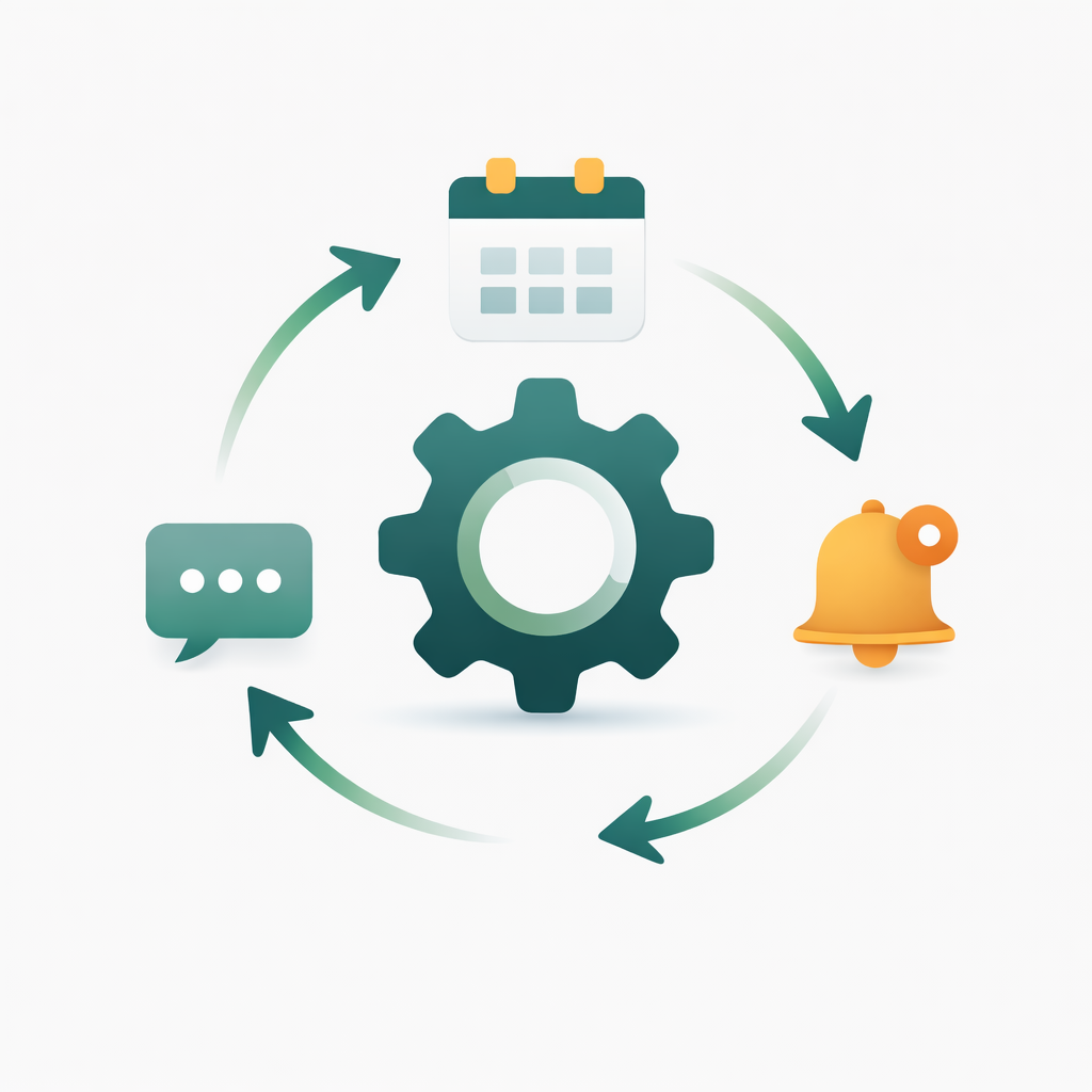 Automation graphic representing lead follow-up and scheduling